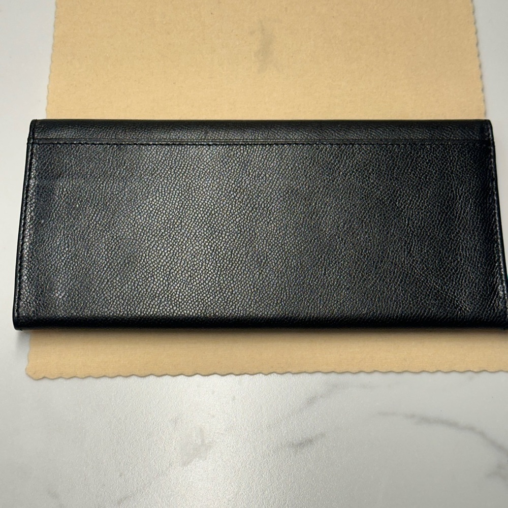 Vintage Yves Saint Laurent YSL Black Leather Cassandra Long Bifold Wallet EUC - Picture 4 of 16